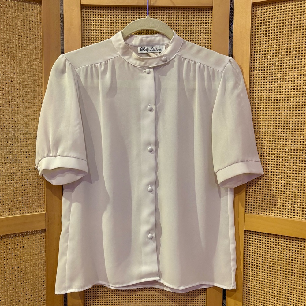 Phillip Lawrence Vintage Sheer White Blouse Size Small